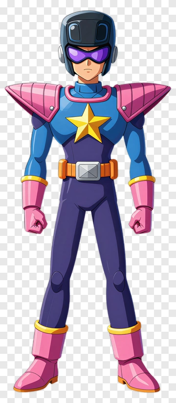 Cartoon Superhero Character With Pink Armor PNG