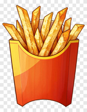 Cartoon French Fries In A Box PNG