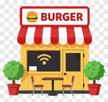 Burger Restaurant With Outdoor Seating PNG