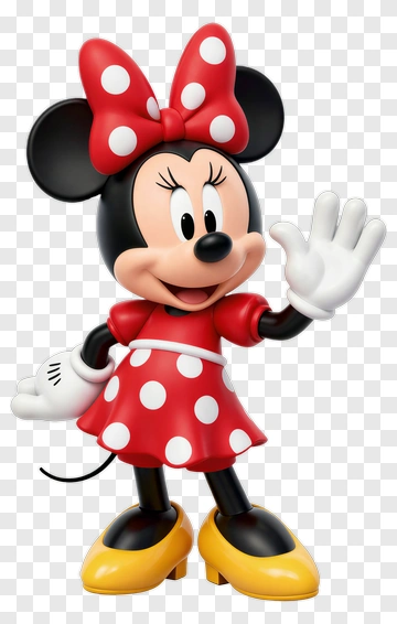 Minnie Mouse Waving In A Red Polka Dot Dress PNG
