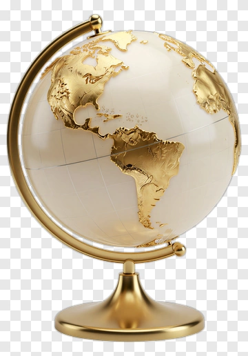 Globe With Gold Accents PNG