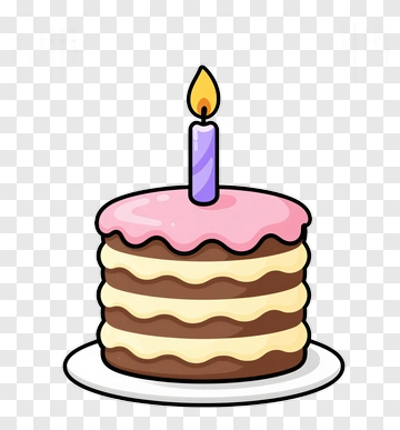 Cartoon Birthday Cake With Candle PNG