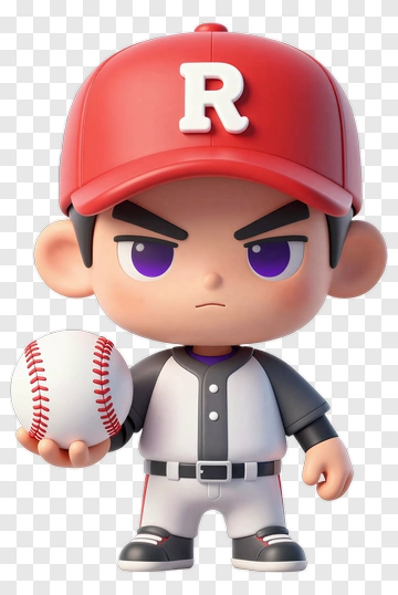 3D Baseball Player Holding A Baseball PNG