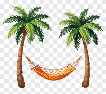Hammock Between Two Palm Trees PNG