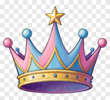 Colorful Crown With Star PNG