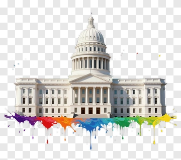 Government Building With Colorful Paint Drips PNG