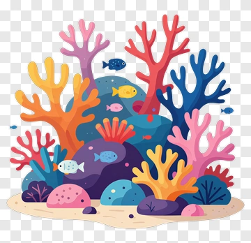 Colorful Coral Reef With Fish PNG