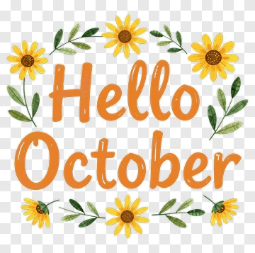 Hello October With Sunflowers PNG