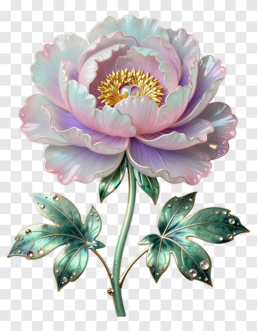 Colorful Flower With Green Leaves PNG
