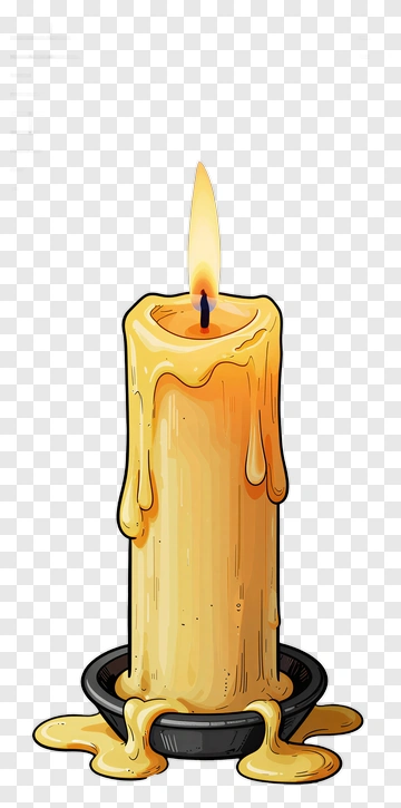 Dripping Yellow Candle With Flame PNG