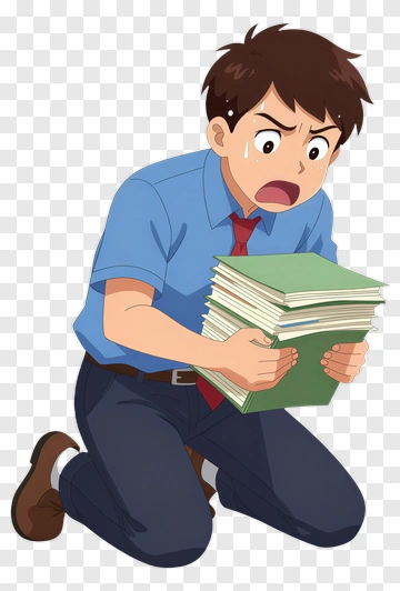 Student Holding A Stack Of Books PNG