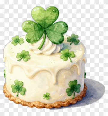 St. Patrick's Day Cake With Shamrocks PNG