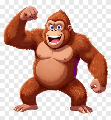 Cartoon Gorilla Flexing Muscles PNG