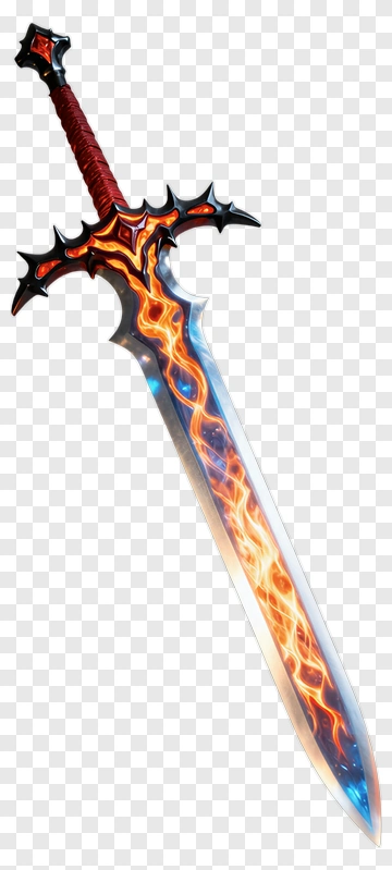 Fantasy Sword With Fiery Blade PNG