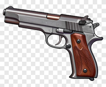 Handgun With Wooden Grip PNG