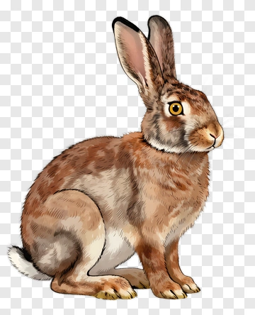 Realistic Brown Rabbit Sitting PNG