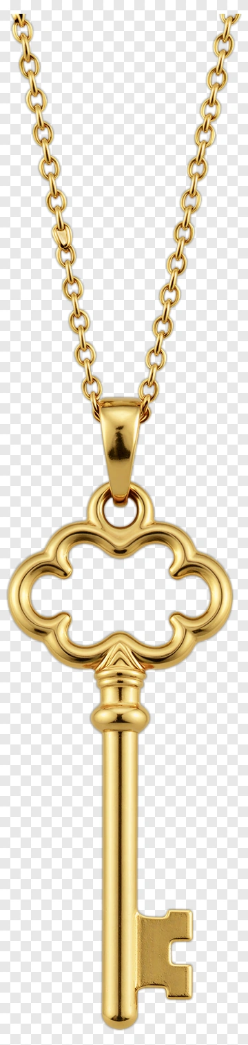 Gold Key Pendant Necklace PNG