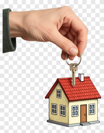 Hand Holding A Key Above A Cartoon House PNG