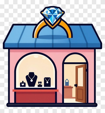 Jewelry Store With Diamond Sign PNG
