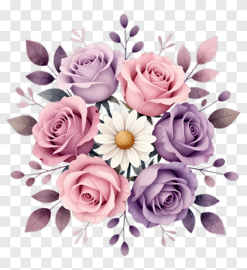 Colorful Floral Arrangement With Roses And Daisy PNG