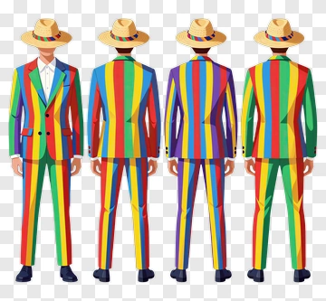 Colorful Suit With Stripes And Hat PNG