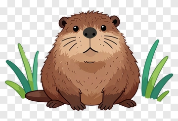 Cartoon Otter Sitting Among Grass PNG