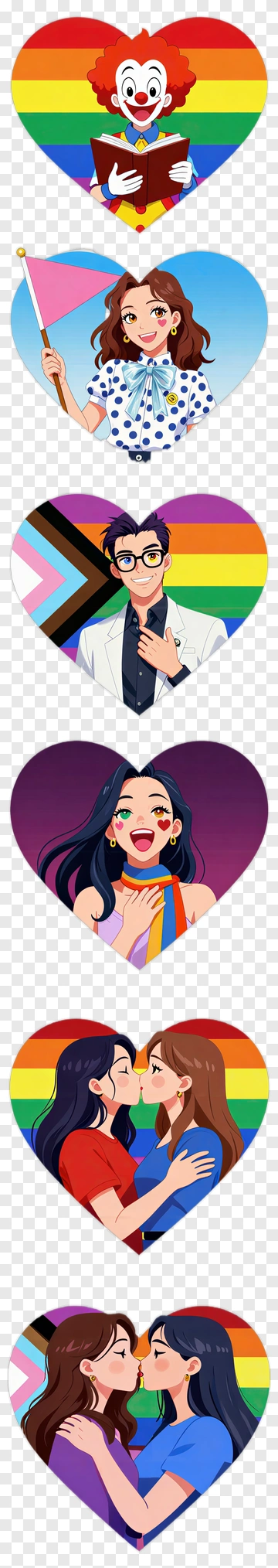 Cartoon Characters Celebrating Lgbtq+ Pride PNG