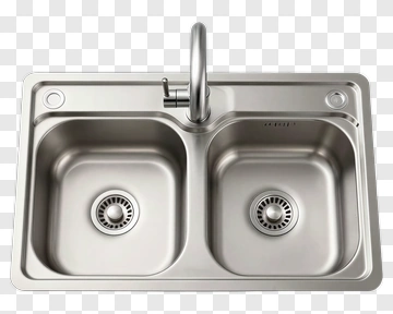 Stainless Steel Kitchen Sink With Double Basins PNG