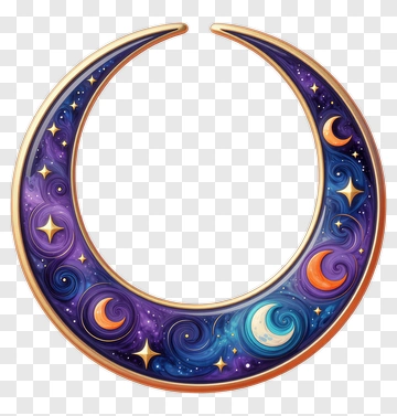 Colorful Cosmic Crescent Moon Design PNG