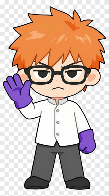 Cartoon Scientist Waving PNG