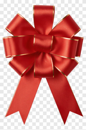 Red Bow With Gold Trim PNG