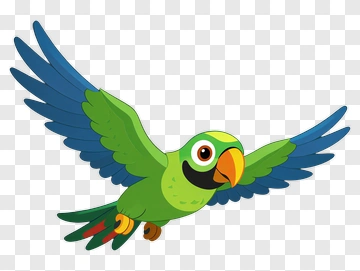 Cartoon Parrot Flying PNG
