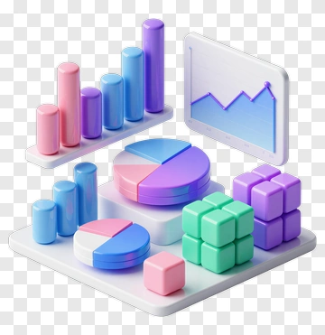3D Data Visualization With Graphs And Charts PNG