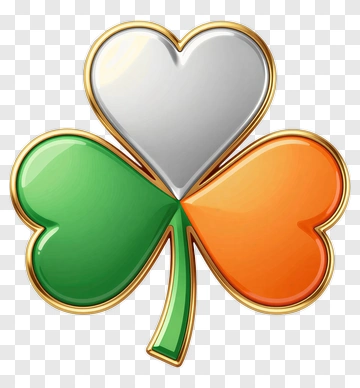 Shamrock With Silver And Orange Hearts PNG