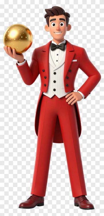 Cartoon Man Holding A Golden Ball PNG