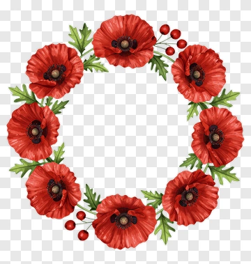 Red Poppy Floral Wreath PNG