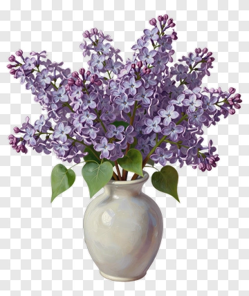 Lilac Flowers In A White Vase PNG
