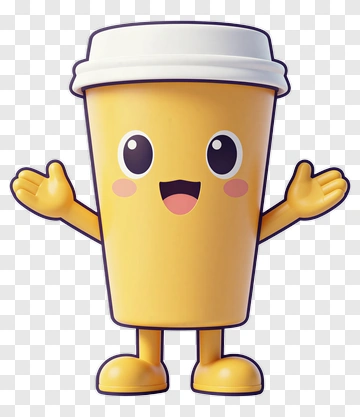 Cartoon Coffee Cup Character With Open Arms PNG