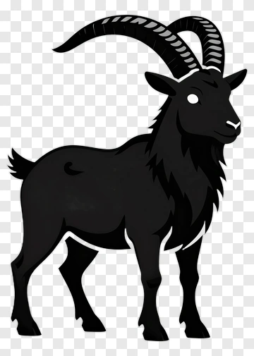 Black Cartoon Goat PNG