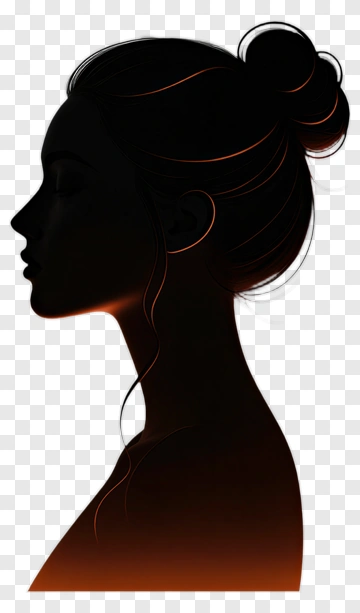 Silhouette Of A Woman With Hair Bun PNG