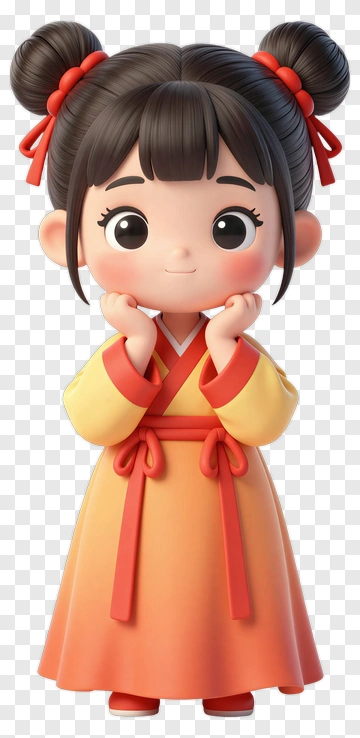 Cartoon Girl In Traditional Dress PNG