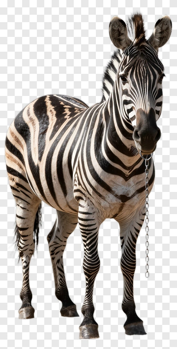 Zebra Standing With Chain PNG
