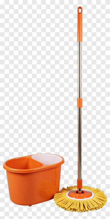 Orange Mop And Bucket Set PNG