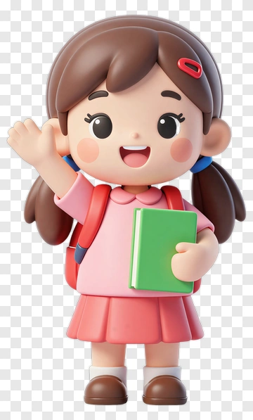Cartoon Girl Holding A Green Book PNG