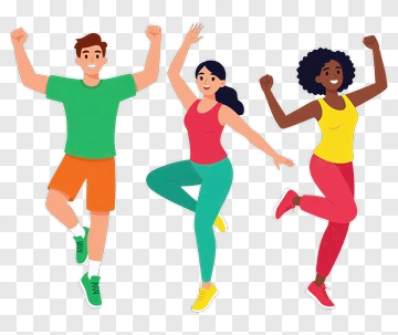 Happy Group Of Friends Dancing Together PNG