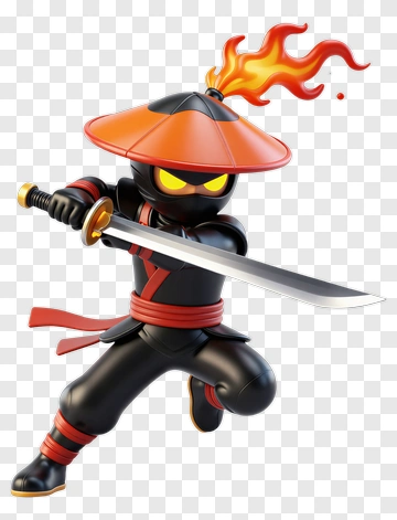 3D Ninja Warrior Holding A Sword PNG
