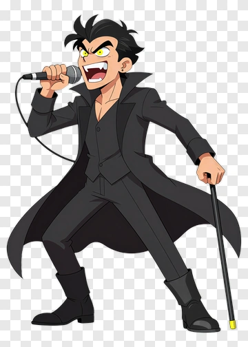Cartoon Singer Holding A Microphone PNG