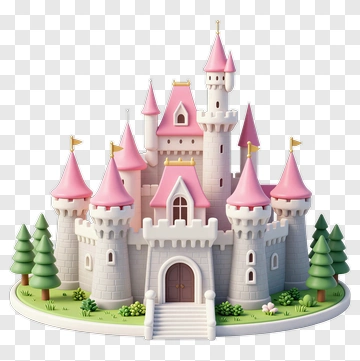 3D Fairy Tale Castle With Pink Towers PNG