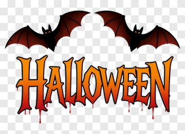 Halloween Text With Bats PNG
