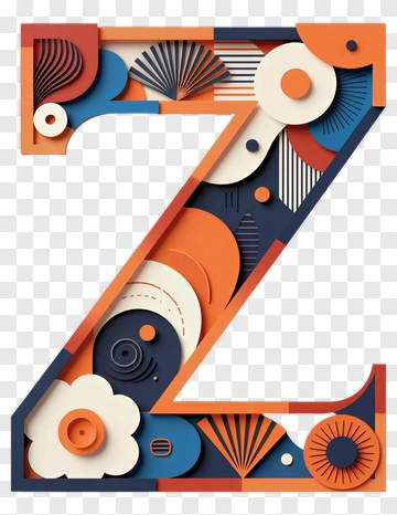 Colorful 3D Letter Z With Decorative Elements PNG